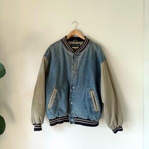 VTG 90s Y2K Denim Khaki Bomber Puffer Jacket Grail Grunge Streetwear  Sz XL